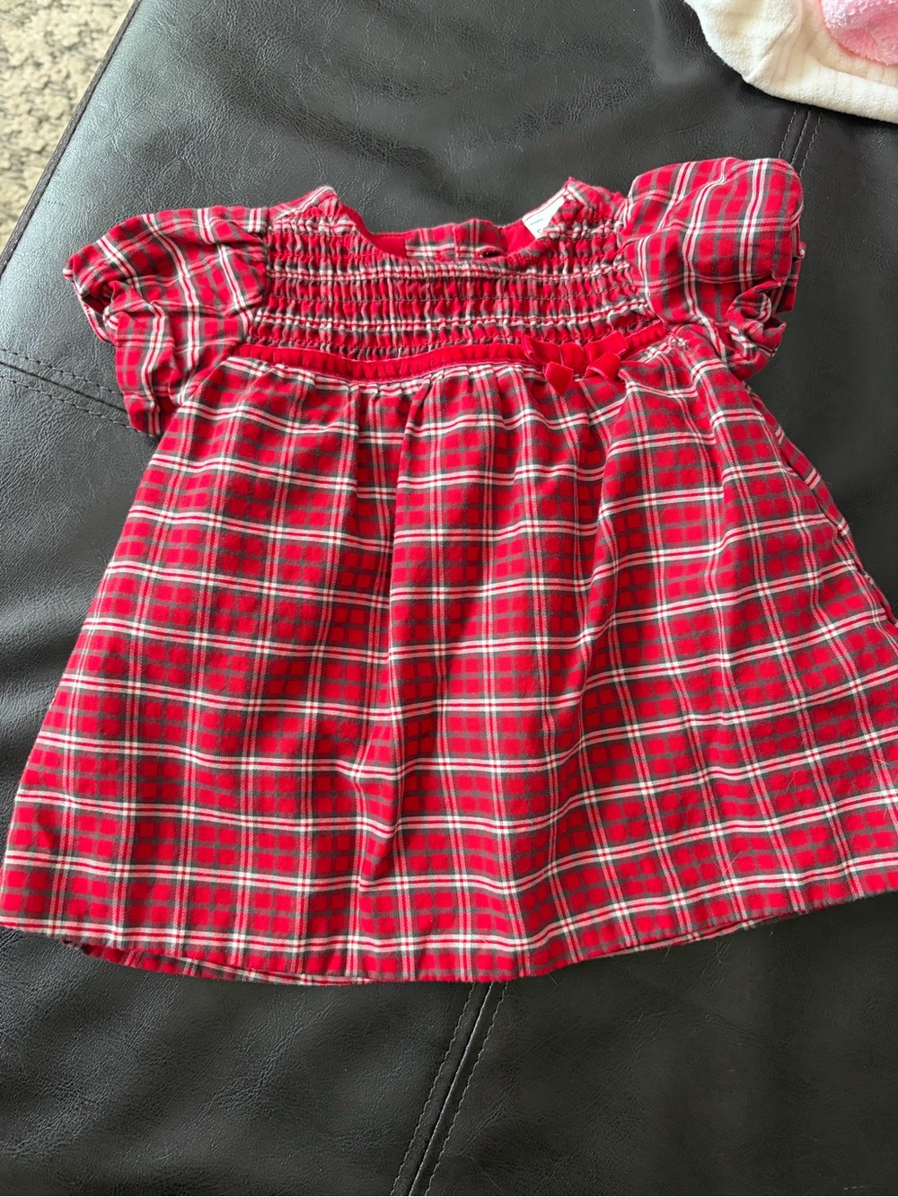 Carter's Red Plaid Smocked Short Sleeve Top
